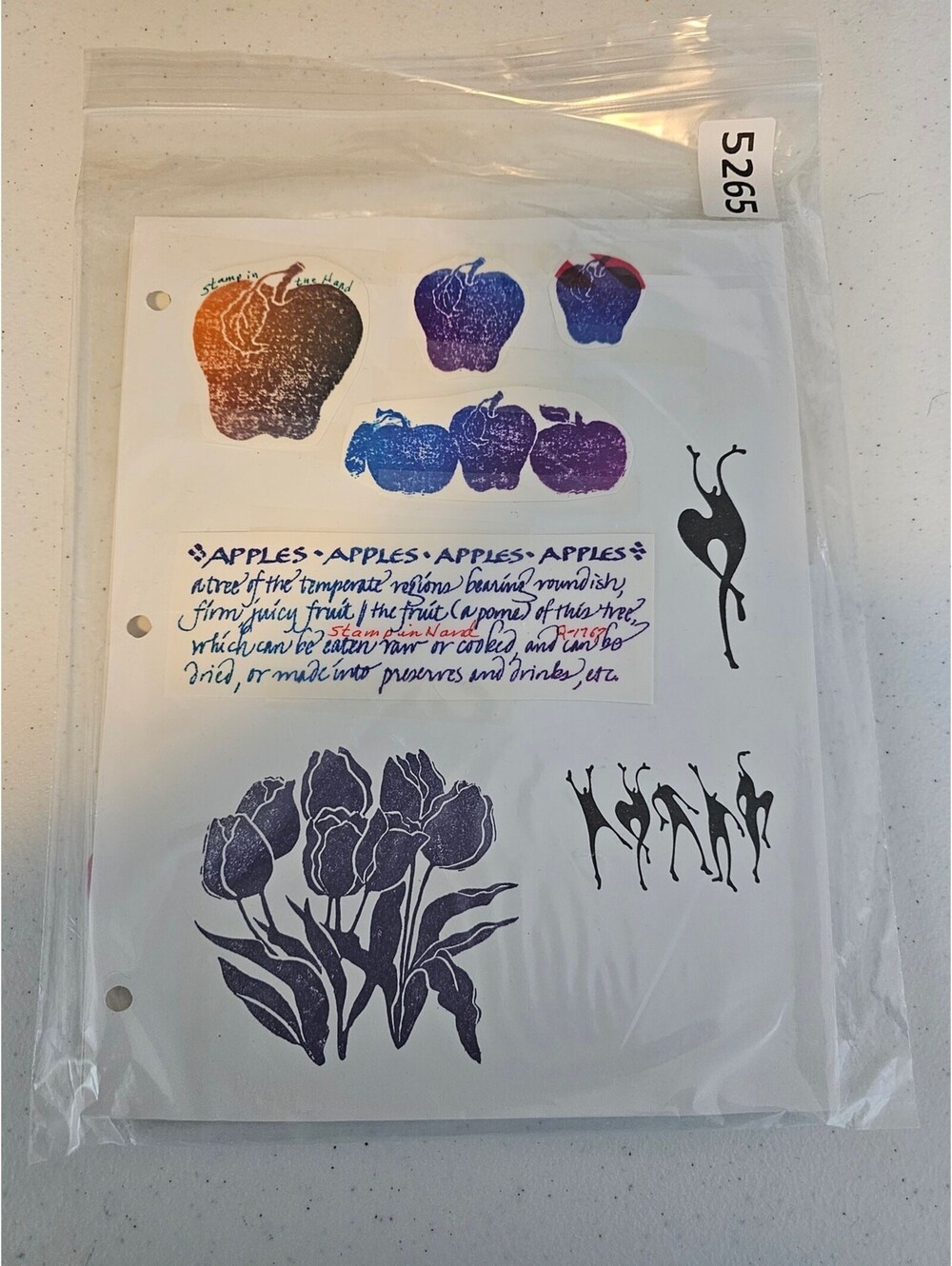 Lot of Unmounted Rubber Stamps Vintage Stamp in the Hand Apples Abstract